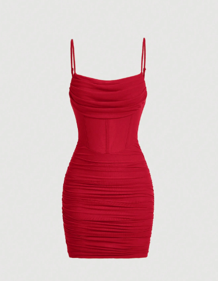 Vestido camisero ajustado (Rojo)
