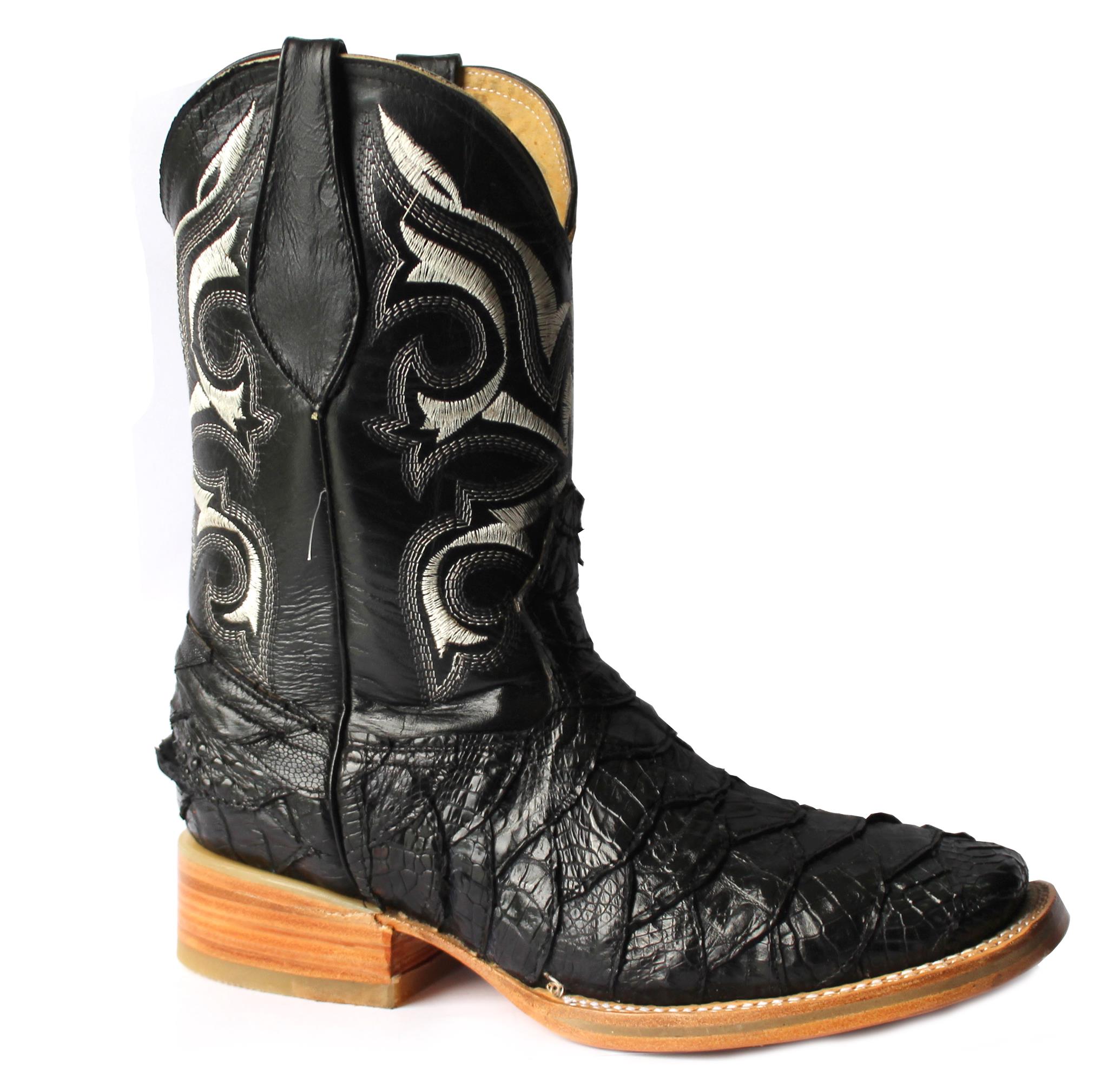 Bota vaquera Artesanal cocodrilo negro