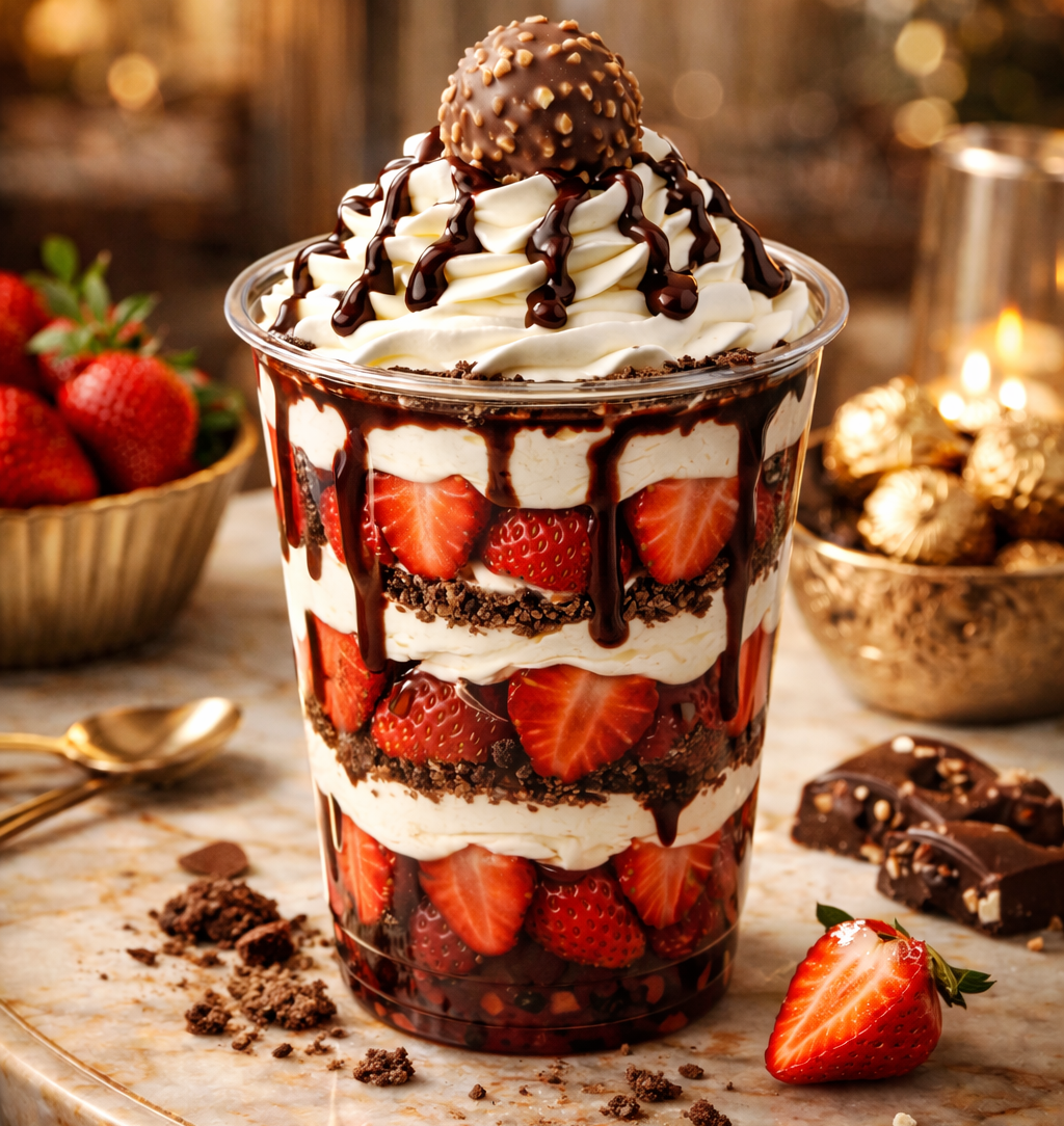 Fresas con crema y ferrero